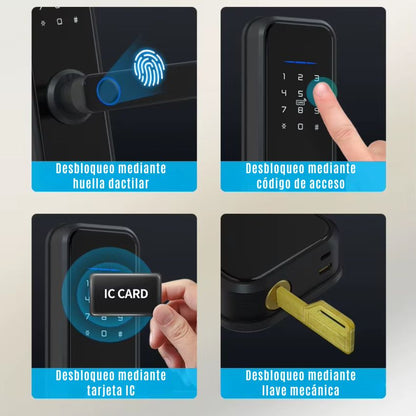 Cerradura Inteligente Con huella, pin, wifi, llave y tarjeta